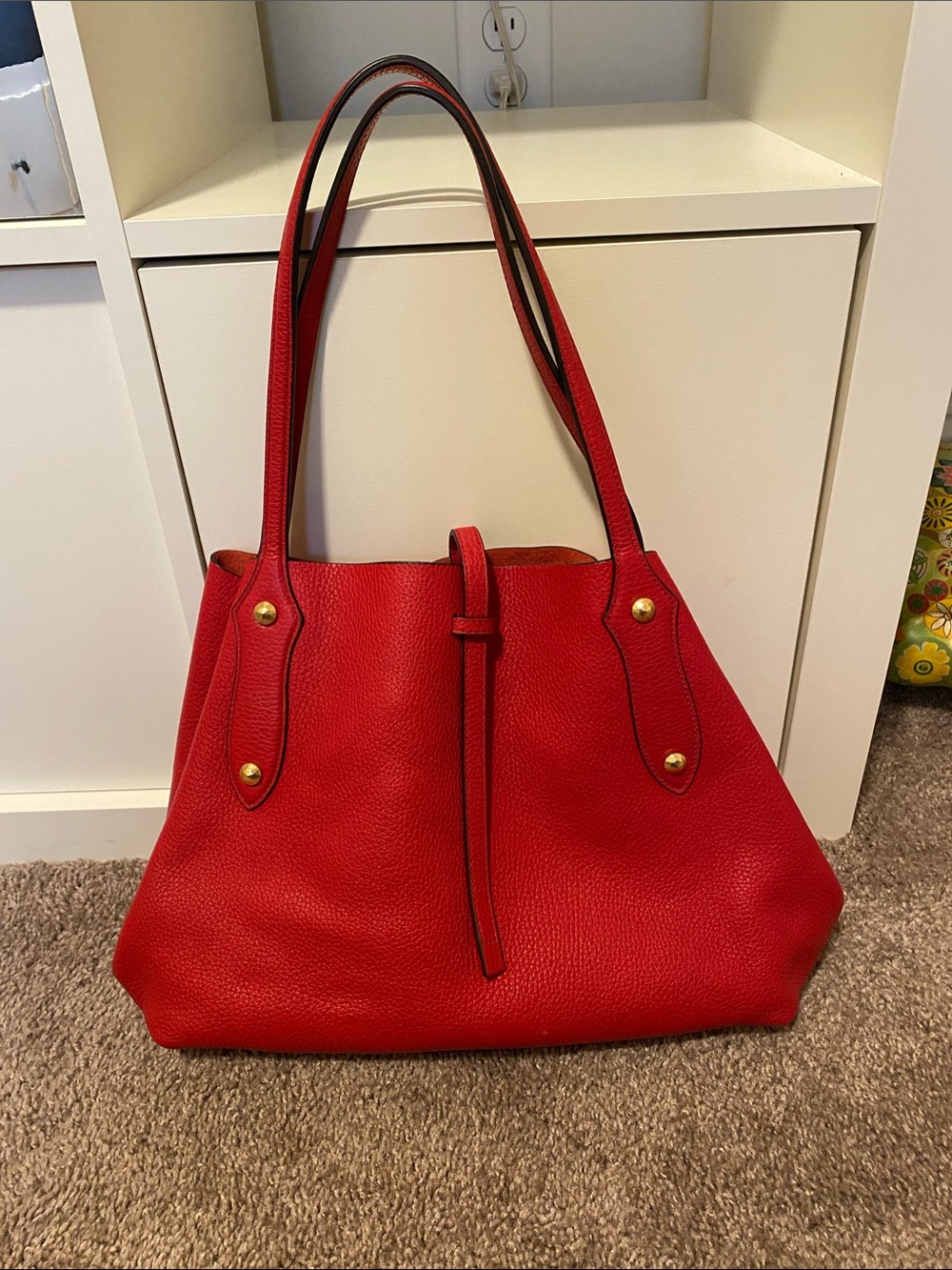 Red Leather Tote Bag - Classic Women's Shoulder Bag
